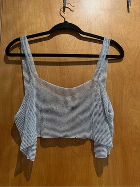 Silver Mesh Crop Tank Top - Women's Sparkle Crop